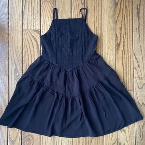 Wild Fable Black Mini Dress Eyelet Lace Detail Top Smocked Back Size S